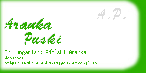 aranka puski business card
